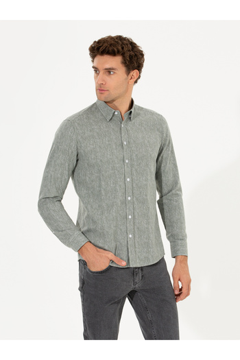Cacharel Haki Slim Fit Uzun Kollu Gömlek 50255618-VR027