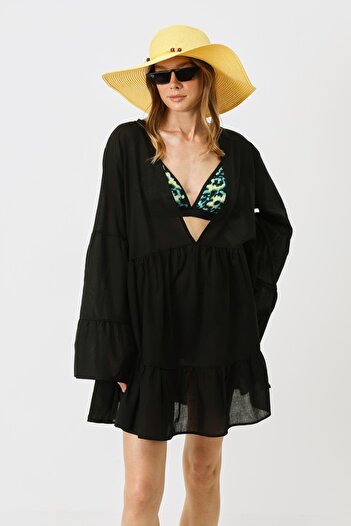 C&City Black Pareo 22329 - Φόρεμα παραλίας