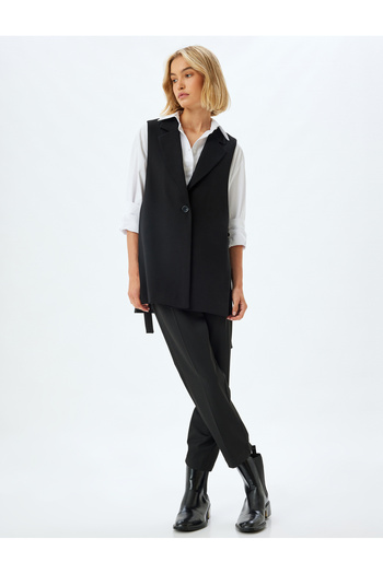 Koton Single Button Belted Blazer Vest