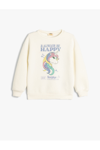 Koton Bavlněná mikina se vzorem Unicorn - dlouhý rukáv, výstřih