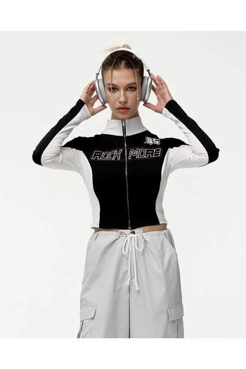 DarkellaStore Retro Vintage Rock More Zippered Crop Jacket
