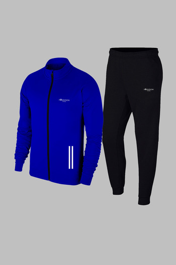 POSEIDON STORM Ανδρικά - Νέα Σειρά Plus Size Blue Supra Βαμβακερή Σετ φόρμας 4X Άνετη τσέπη με φερμουάρ