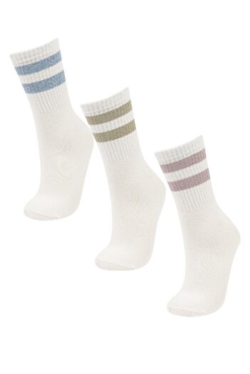 DeFacto Women's Comfortable Elastic 3-Piece Cotton Long Socks C6457Axns