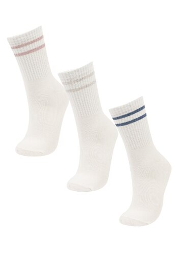 DeFacto Women's 3-Piece Cotton Long Socks C6456Axns