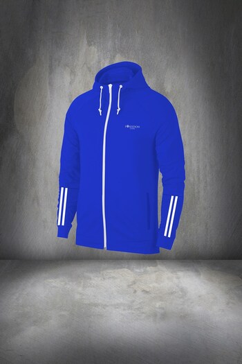 POSEIDON STORM Men's Blue Supra Combed Cotton Tracksuit Set - Plain Zipper, Oversize Size 4xl-10xl