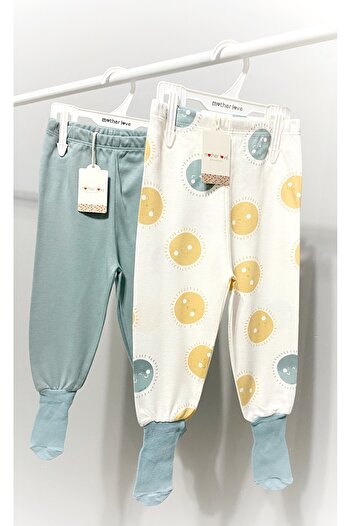 Mother Love % 100 Organik Pamuk 2 Li Çoraplı Pantolon Pijama