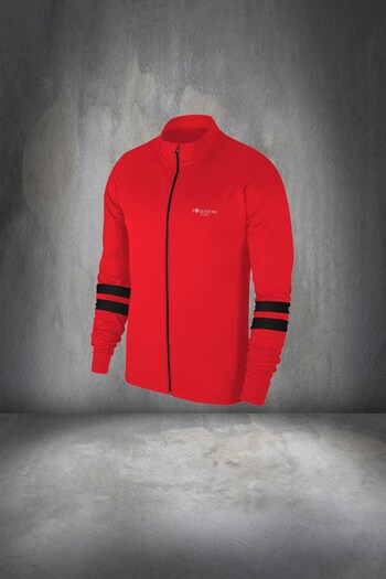 POSEIDON STORM Men's Red Custom Supra Combed Cotton Running Set - Plus Size, Zippered Jacket and Sweatpants 4xl-10xl