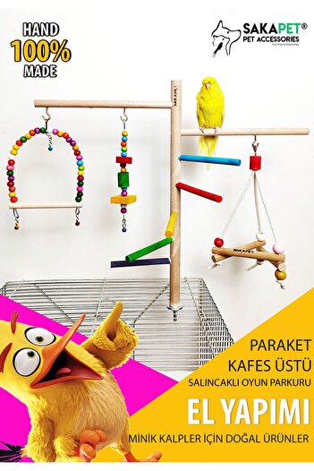 SAKAPET Giant Entertainment Platform - Paraket Cage Top Hanging Swing, Ts09