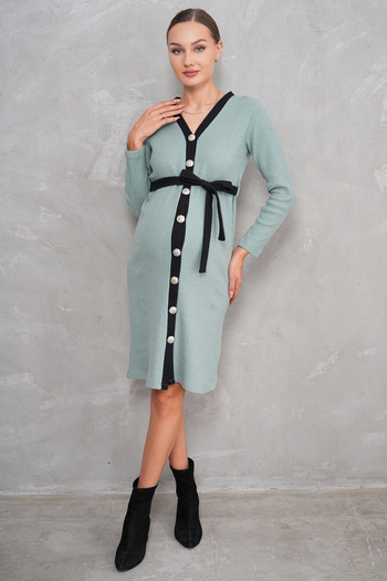 Miss Dünya Lissa Buttoned Front Soft Corduroy Maternity and Maternity Midi Dress
