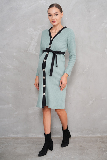 Miss Dünya Lissa Buttoned Front Soft Corduroy Maternity and Maternity Midi Dress