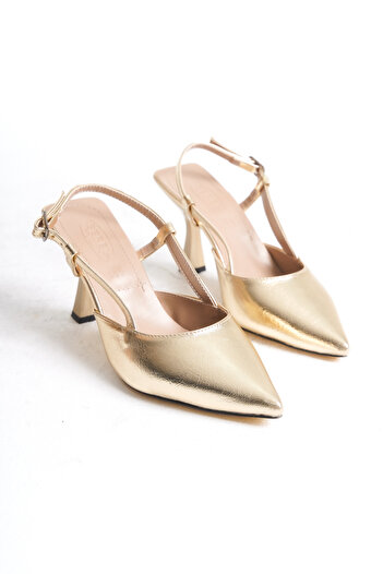 SEREL35SHOES Kadın Topuklu Ayakkabı Arkası Açık Direkli Tokalı Yeni Sezon Topuk 8cm