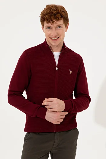 U.S. Polo Assn. Men's Burgundy Basic Knitwear Cardigan 50251875 -Vr014