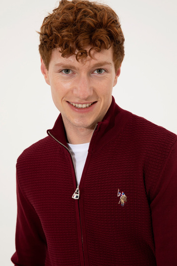 U.S. Polo Assn. Men's Burgundy Basic Knitwear Cardigan 50251875 -Vr014