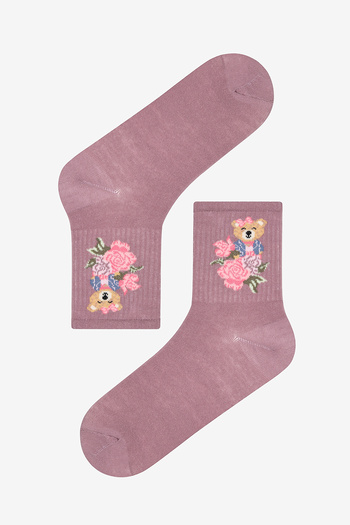 Penti Dark Purple Bear Flower Socks