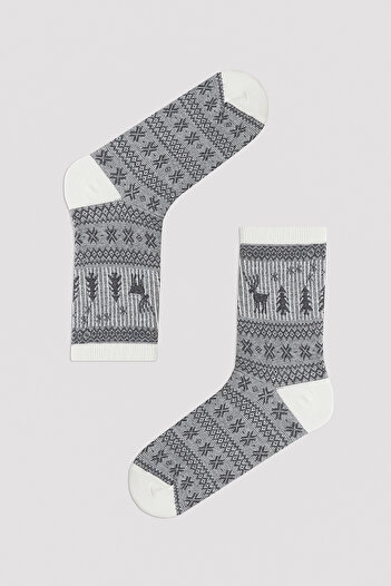 Penti New Year Deer Snowflake Gri 2li Soket Çorap
