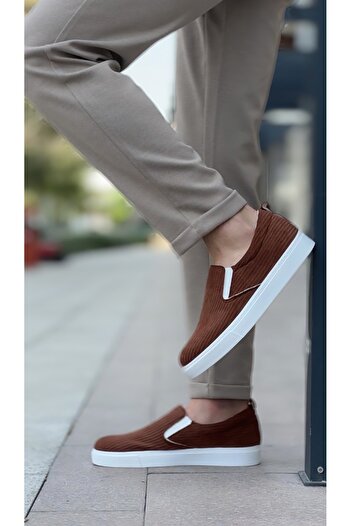BOA BA0339 Laceless Velvet Brown White Sole Casual Men's Shoes