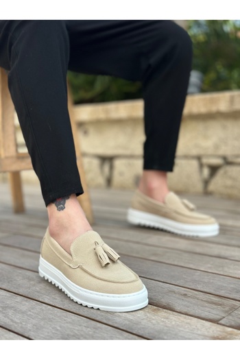 BESKAR Ba0154 Men's Cream Color Sneaker Sports Shoes – Non-Slip Sole