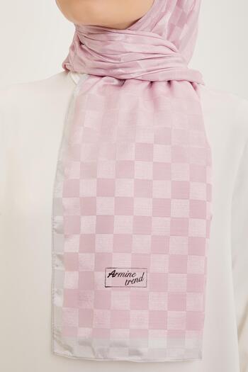 Armine Trend Janjan Shawl - Σκακιέρα - Απαλό Ροζ 90