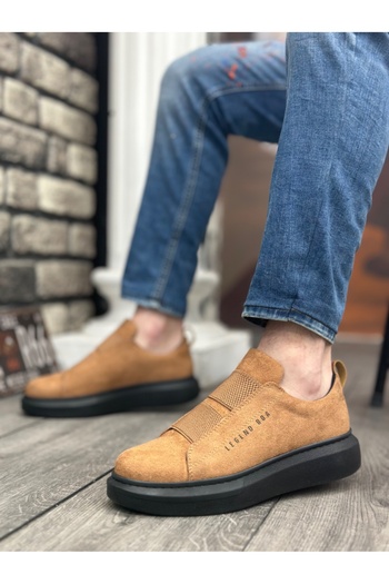 BESKAR BA0307 BOA Thick Suede High Sole Double Tape Tan Black Men's Shoes