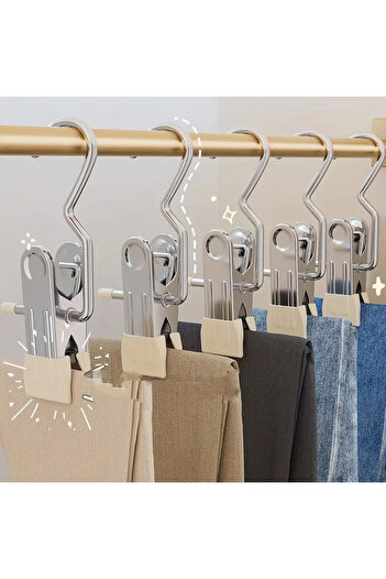 DANİSKA 10Pcs Stainless Steel Multifunctional Hook Clips - Scarf Shawl Hanger
