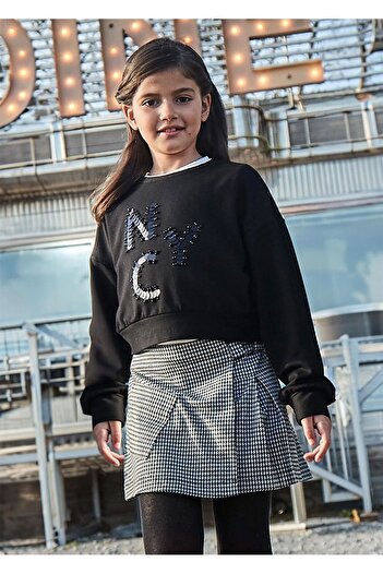 MAYORAL Black Girl's Skirt - Houndstooth Pattern, Model 7976