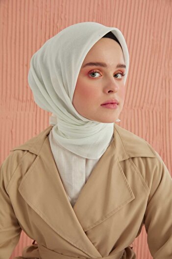 MİRAY Βαμβακερό κασκόλ Miray Plain - Off White