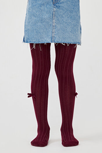 Penti Burgundy Pretty Side Bow Pantyhose