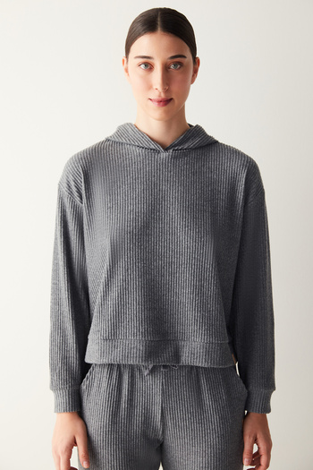 Penti Anthracite Hooded Corded Soft Sweatshirt