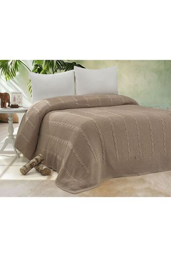 coton doux Redbud Knitwear Bedspread Blanket 210 X 240 (Biscuit)