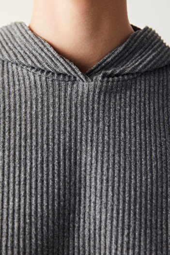 Penti Anthracite Hooded Corded Soft Sweatshirt