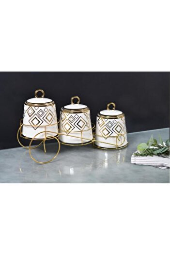 Paçi 3-Piece Porcelain Spice Set with Stand