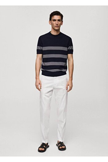 MANGO Man Striped Modal Cotton Knitwear T-Shirt