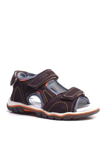 Rakerplus Genuine Leather Brown Velcro Boys' Sandals