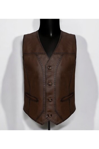 HAN DERİ Genuine Leather Classic Vest