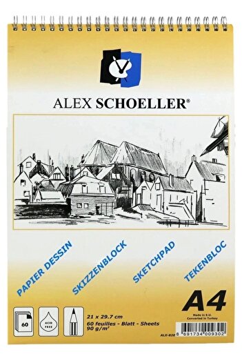 Alex Schoeller A4 Spiral Sketchbook 60 Sheets 90 Gr