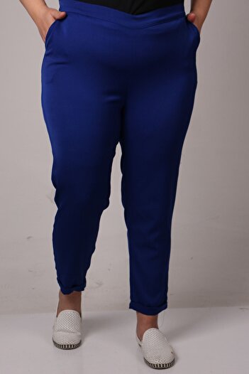 Eslina 39002 Büyük Beden Duble Paça Pantolon - Saks