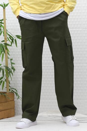 WAFRA Men's Baggy Gabardine Trousers with Cargo Pockets