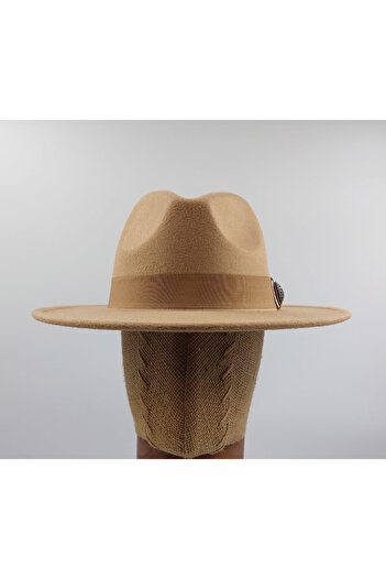 FELLMENS Camel Metal Button Detailed Panama Sombrero Hat