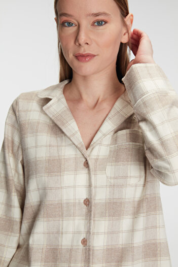 Anıl 11212 Women's Cotton Long Sleeve Shirt Pants Pajama Set