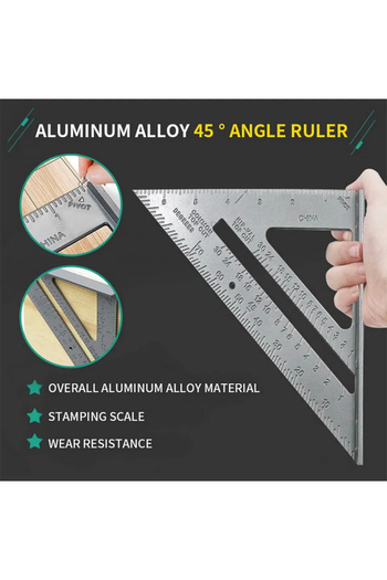 BGA 7 Inch 90 Degree Triangle Ruler Right Angle 45/90 Degree Wood Measuring Tool, 260*185mm