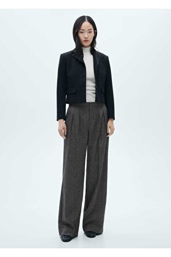 MANGO Woman Gray Pleated Trousers