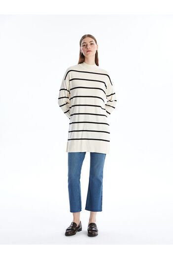LC Waikiki Lw - Half Turtleneck Striped Long Sleeve Women's Knitwear Tunic