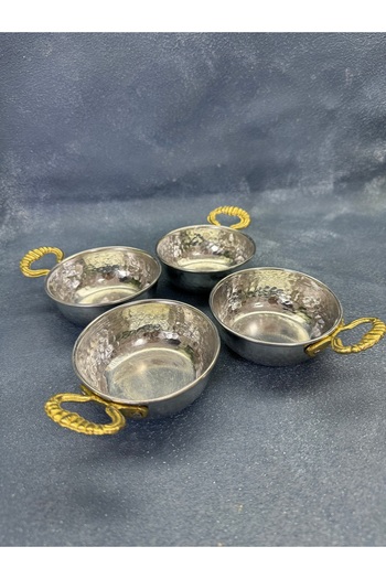TİKHA HOME 4-Piece Copper Handle Breakfast Serving Bowl Sauce Bowl Set
