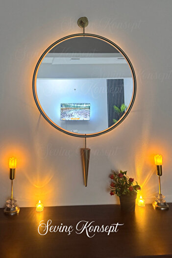SEVİNÇ KONSEPT Led'li Kazablanka Ayna GOLD 50*90 Cm, 60*95 Cm ve 75*115 Cm Dekor Duvar Salon Banyo Makyaj Aynası