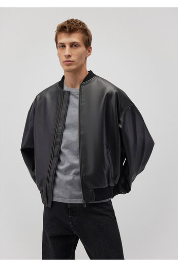 Mavi Faux Leather Black Jacket - Loose Fit, Comfortable Fit 0110401 -900