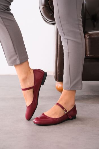 MODAADAM Γυναικεία παπούτσια Coco Ballerina - Claret Red-Patentate