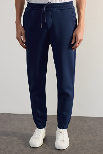 Trendyol Collection Indigo Unisex κανονικό/κανονικό κόψιμο πόδι ελαστικό εσωτερικό φλις/Ζεστό παντελόνι TMNAW22EA0346