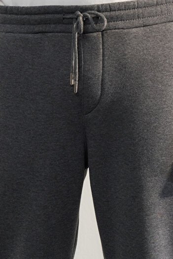 Trendyol Collection Anthracite Melange Unisex Φούτερ με κανονική/κανονική εφαρμογή ελαστικό πόδι εσωτερικά φλις TMNAW22EA0346