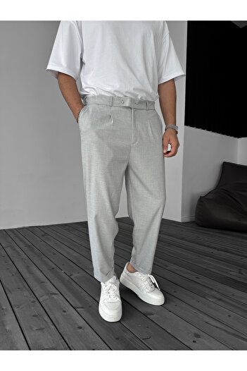 BYBASICMAN Gray Layered Leg Fabric Trousers B-3011