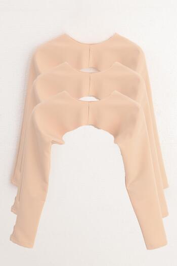PİNKMARK Pinkmark Women's Beige Hijab Bolero Blouse - 3 Pack, Slim Wear, Sleeves - Mcpmbl25651